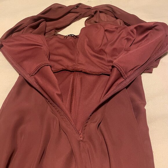 Birdy Grey Kira Bridesmaid Dress -  Chiffon in Dark Mauve, Size XS, with Slit - Picture 5 of 11